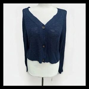 Francesca's‎ Collections Crop Navy Blue Sweater Size Large